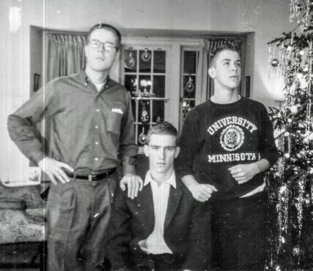 Three serious Biggins brothers, Christmas 1961